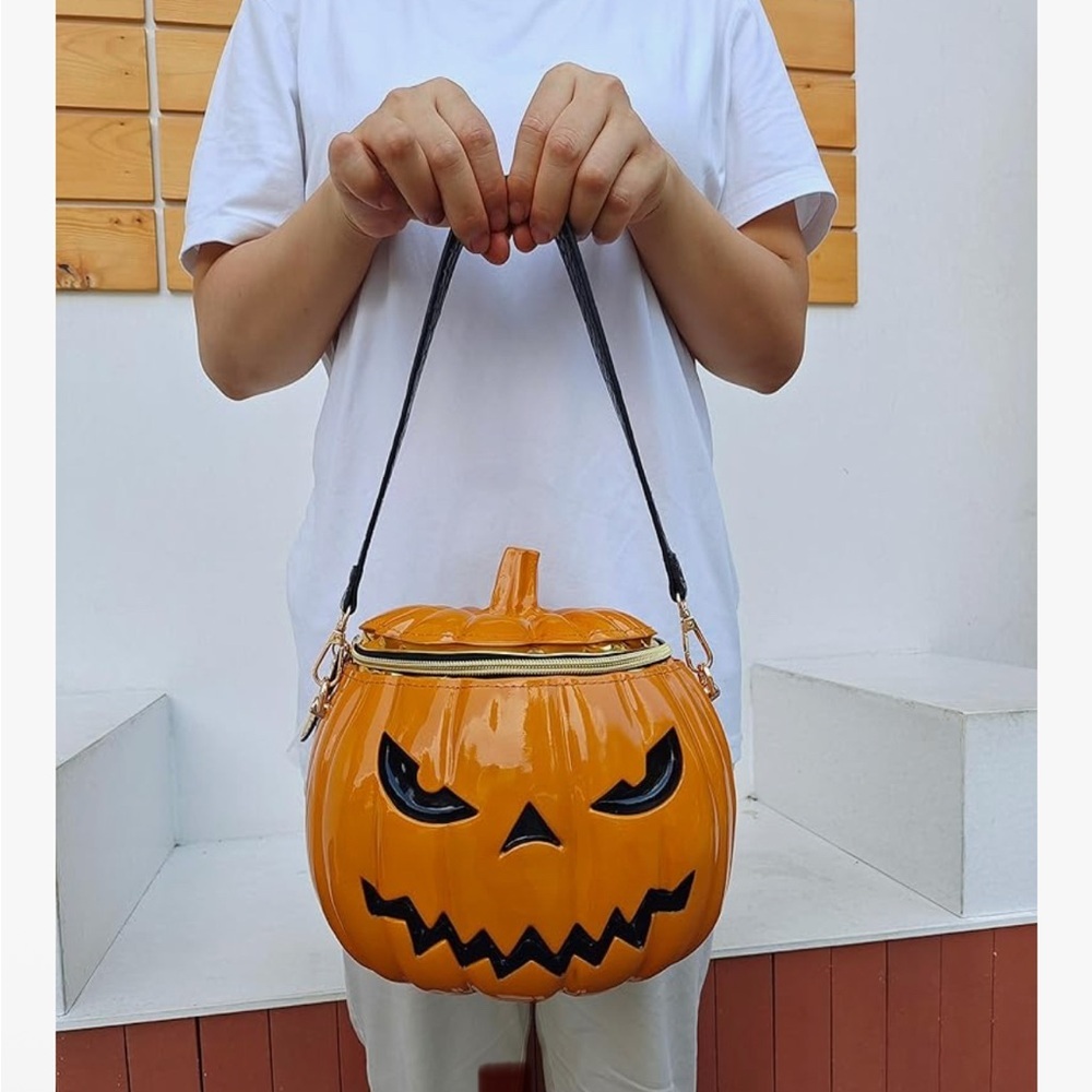Dark Orange Pumpkin-Shaped Handbag - Picture 5 of 5